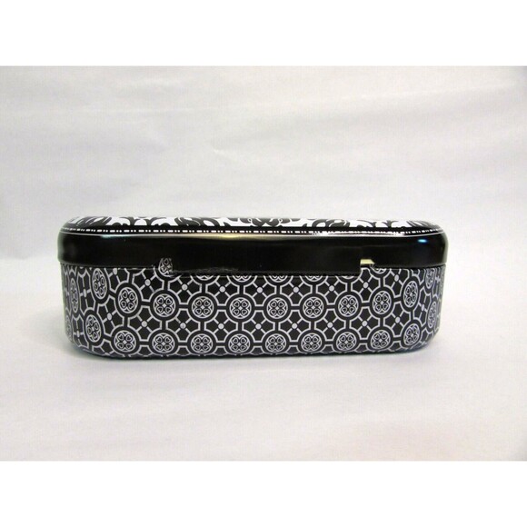 Brighton Tin Metal Sunglasses Case Only Black and White Floral Design - Picture 7 of 7